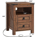 Table de chevet de style ferme avec station de charge, table d'appoint et table d'appoint