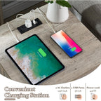 Table de chevet de style ferme avec station de charge, table d'appoint et table d'appoint