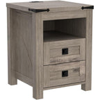 Table de chevet de style ferme avec station de charge, table d'appoint et table d'appoint