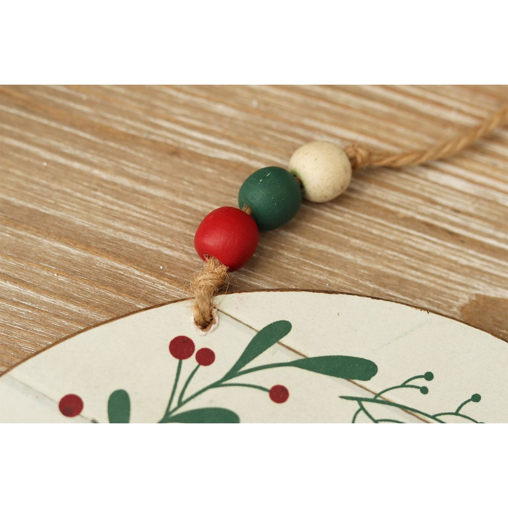 Panneau mural rond en bois et métal, Joyeux Noël