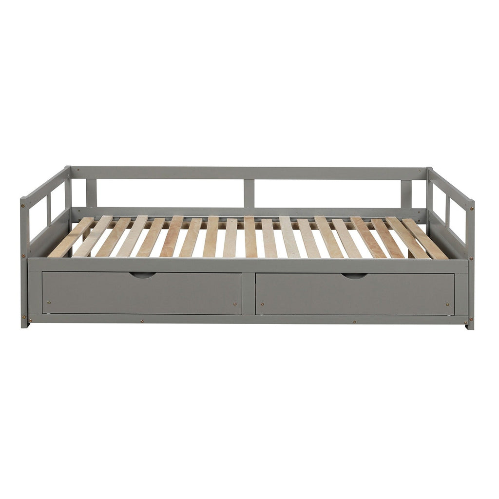 Twin to King Wood Daybed with Trundle and Drawers