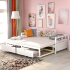 Twin to King Wood Daybed with Trundle and Drawers