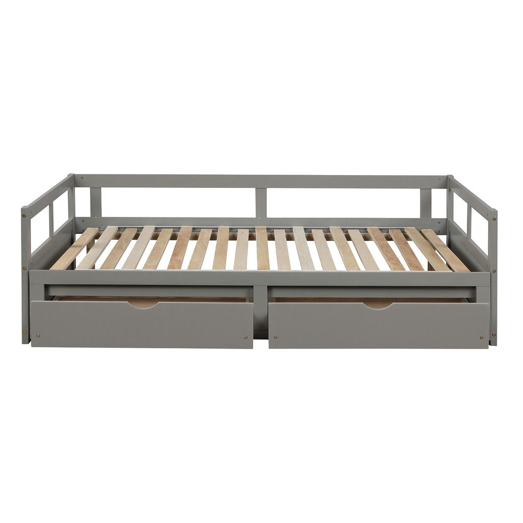 Twin to King Wood Daybed with Trundle and Drawers