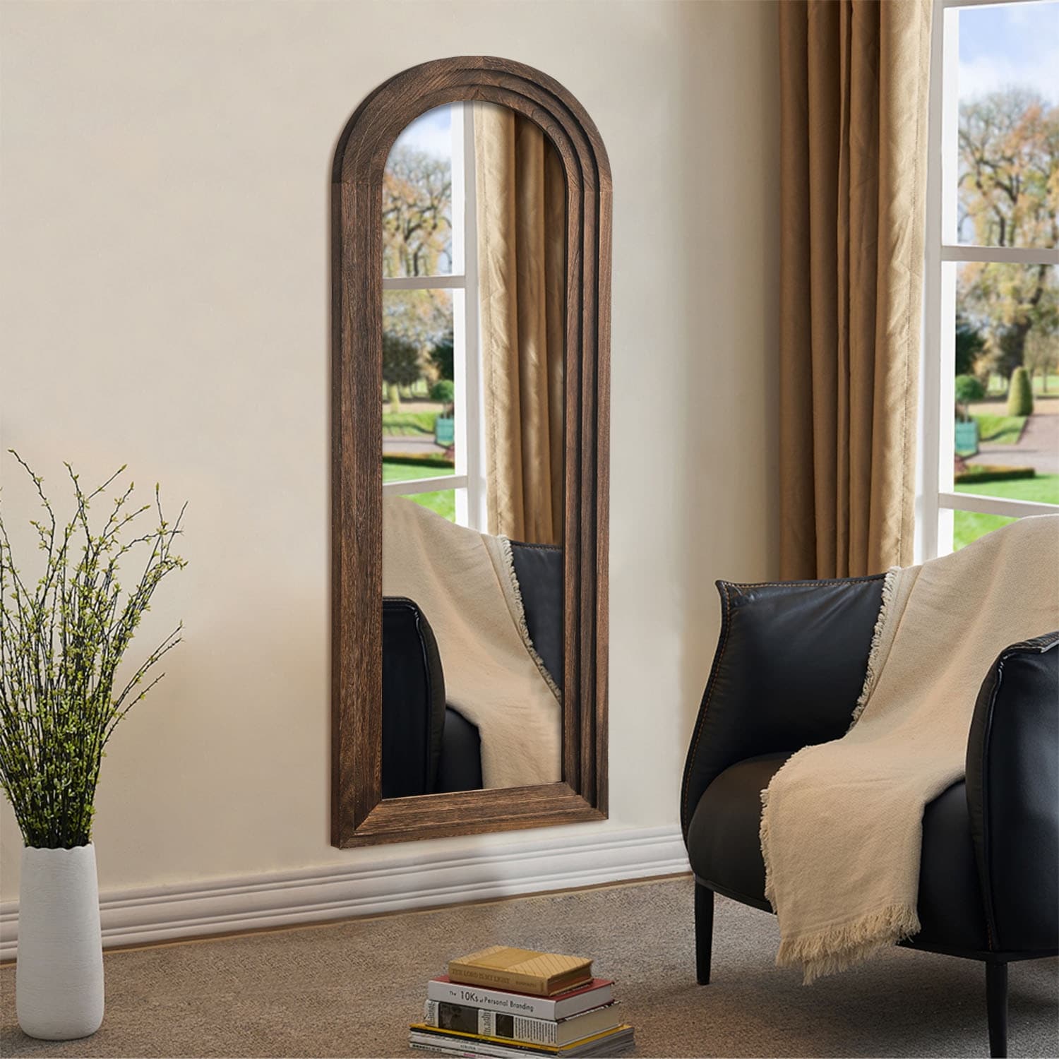Miroir mural en bois de style échelle - 64 x 21