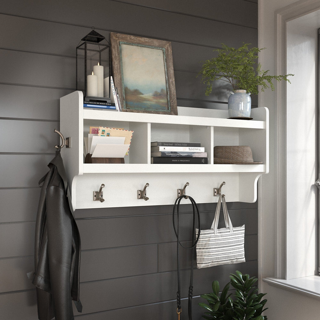 Woodland 40W Wall Mounted Coat Rack with Shelf by Bush Furniture