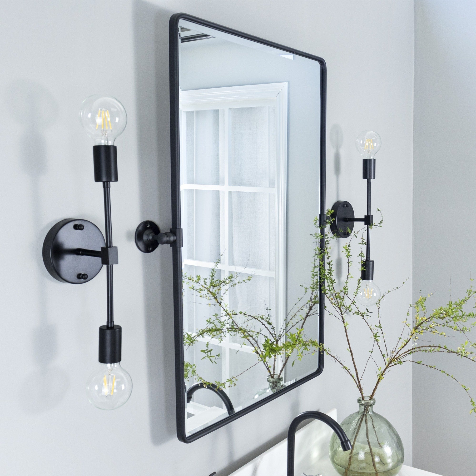 Miroirs muraux verticaux rectangulaires en métal TEHOME Woodvale