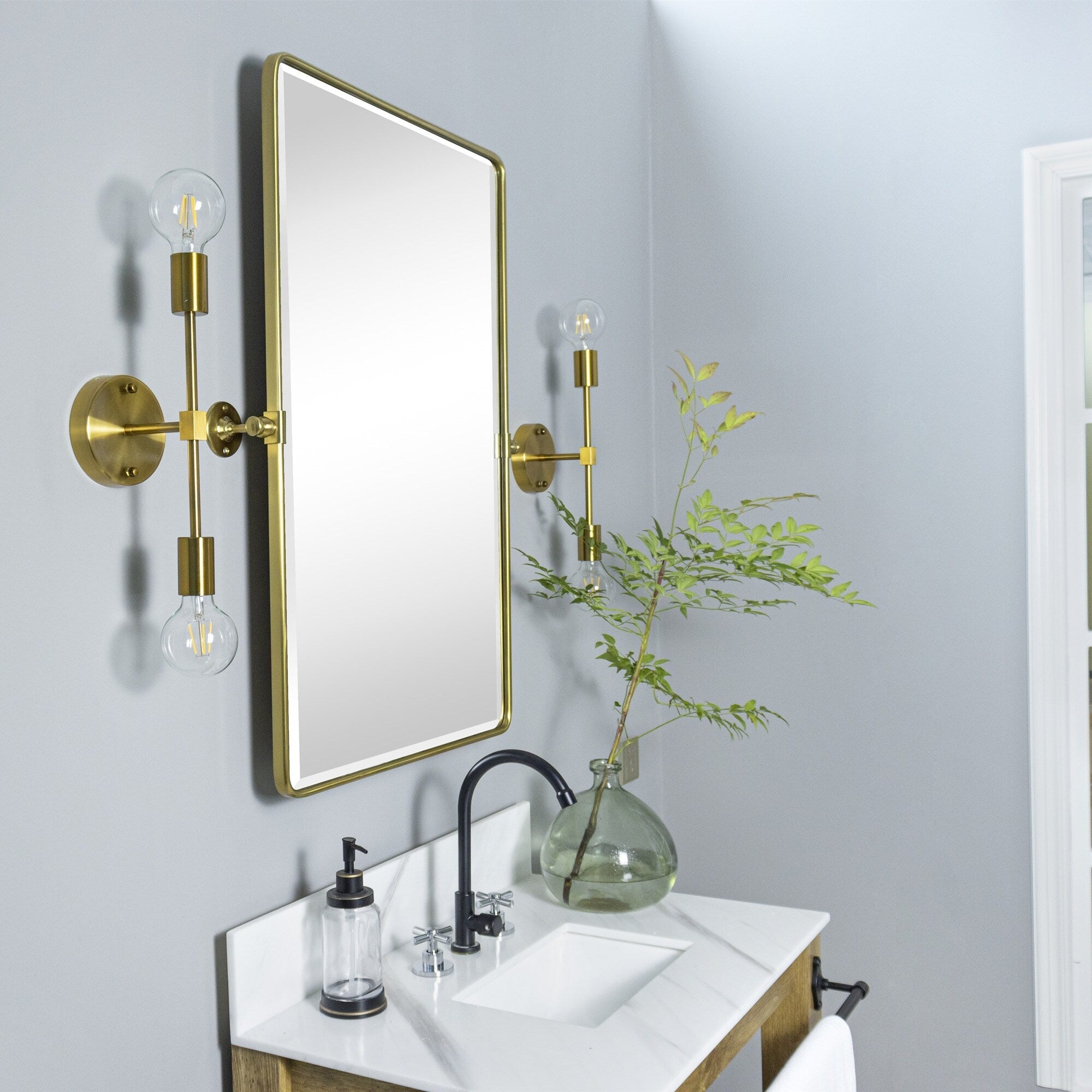 Miroirs muraux verticaux rectangulaires en métal TEHOME Woodvale