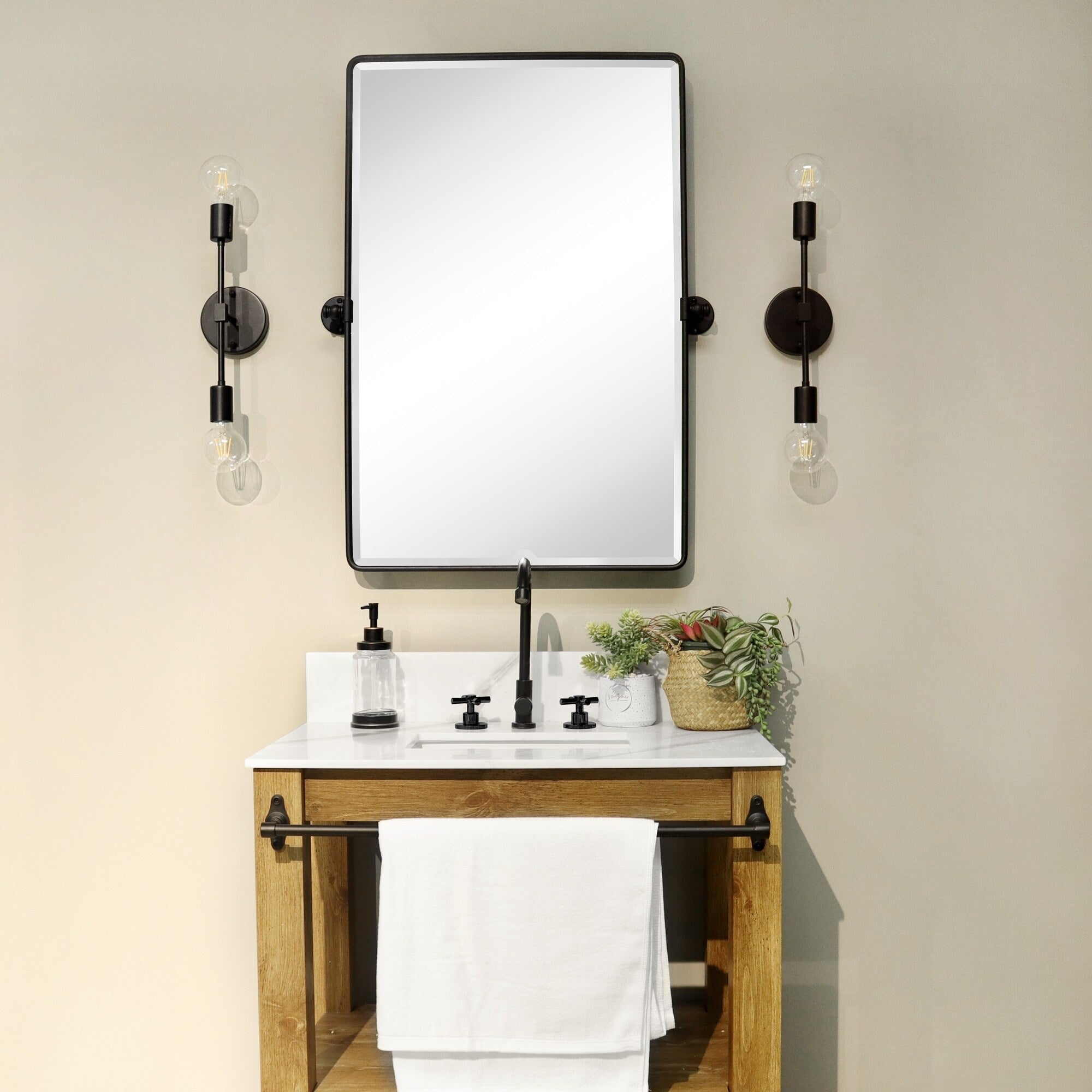 Miroirs muraux verticaux rectangulaires en métal TEHOME Woodvale