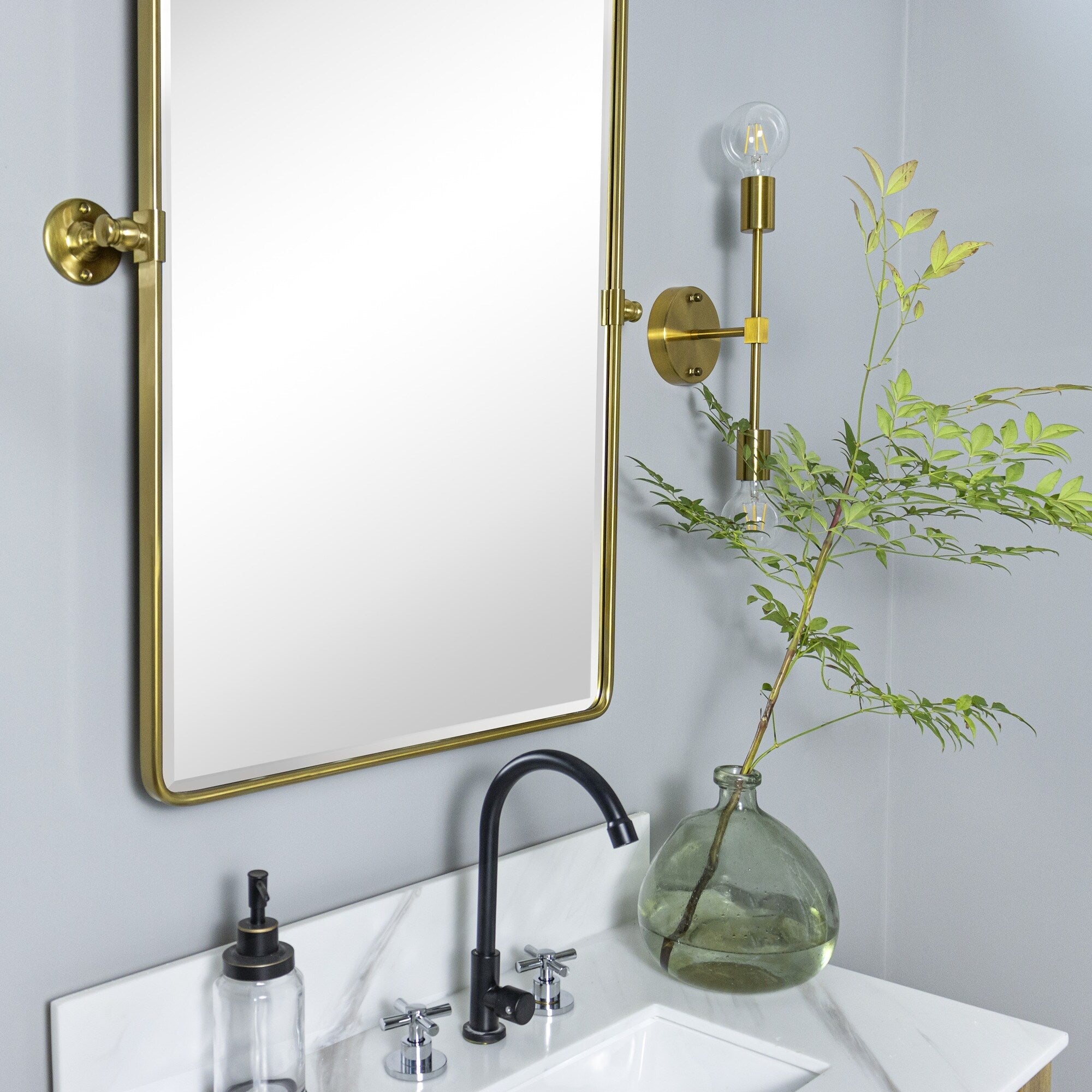 Miroirs muraux verticaux rectangulaires en métal TEHOME Woodvale