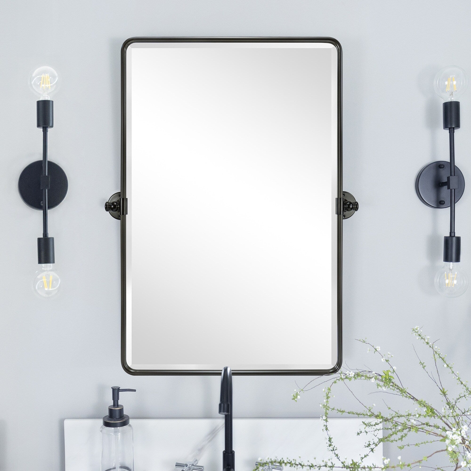 Miroirs muraux verticaux rectangulaires en métal TEHOME Woodvale