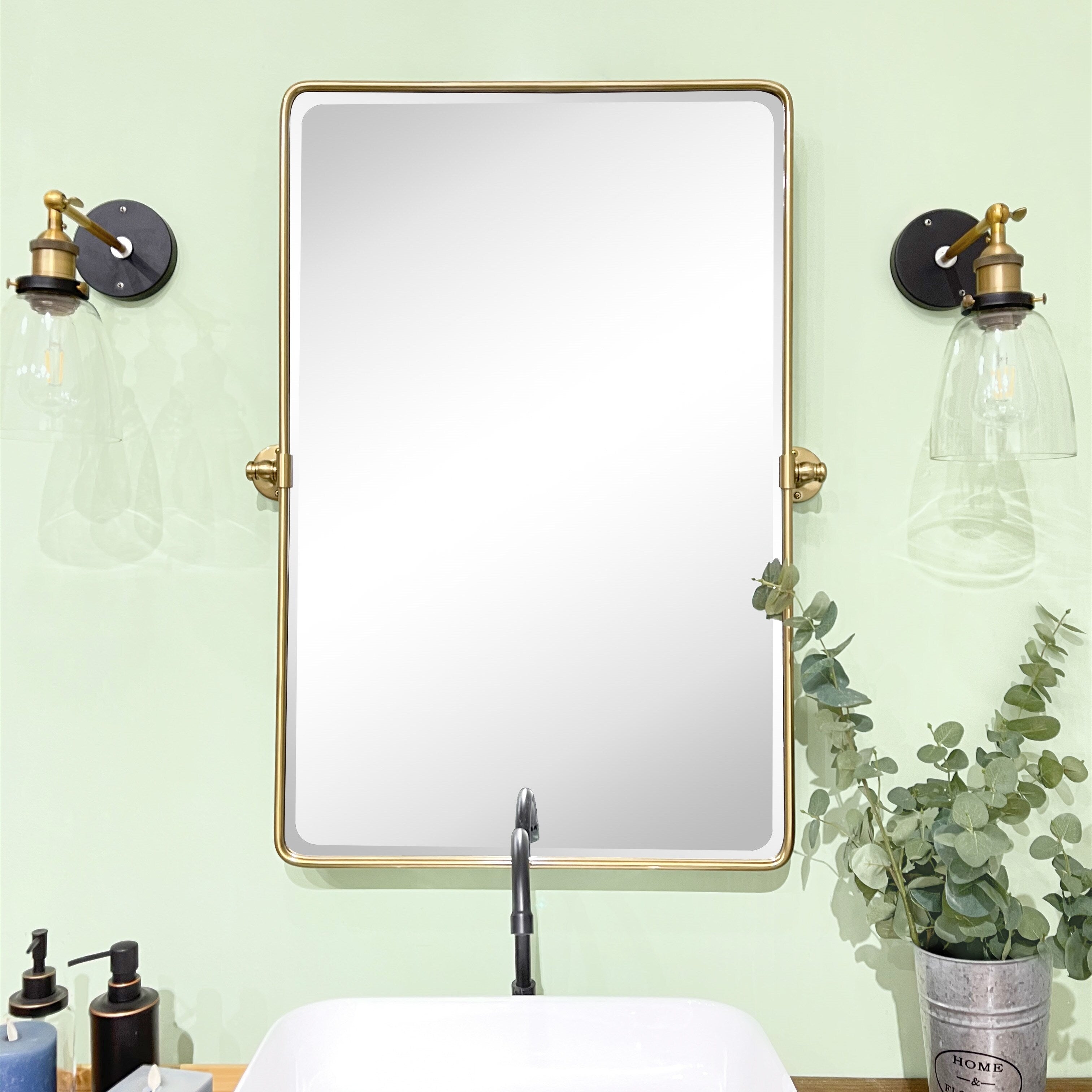 Miroirs muraux verticaux rectangulaires en métal TEHOME Woodvale
