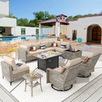 Ensemble de meubles de patio en rotin XIZZI 11 pièces avec table et foyer