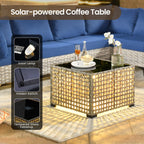Ensemble de meubles de patio en rotin XIZZI 11 pièces avec table et foyer