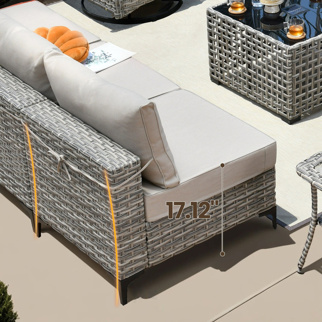 Ensemble de meubles de patio en rotin XIZZI 11 pièces avec table et foyer