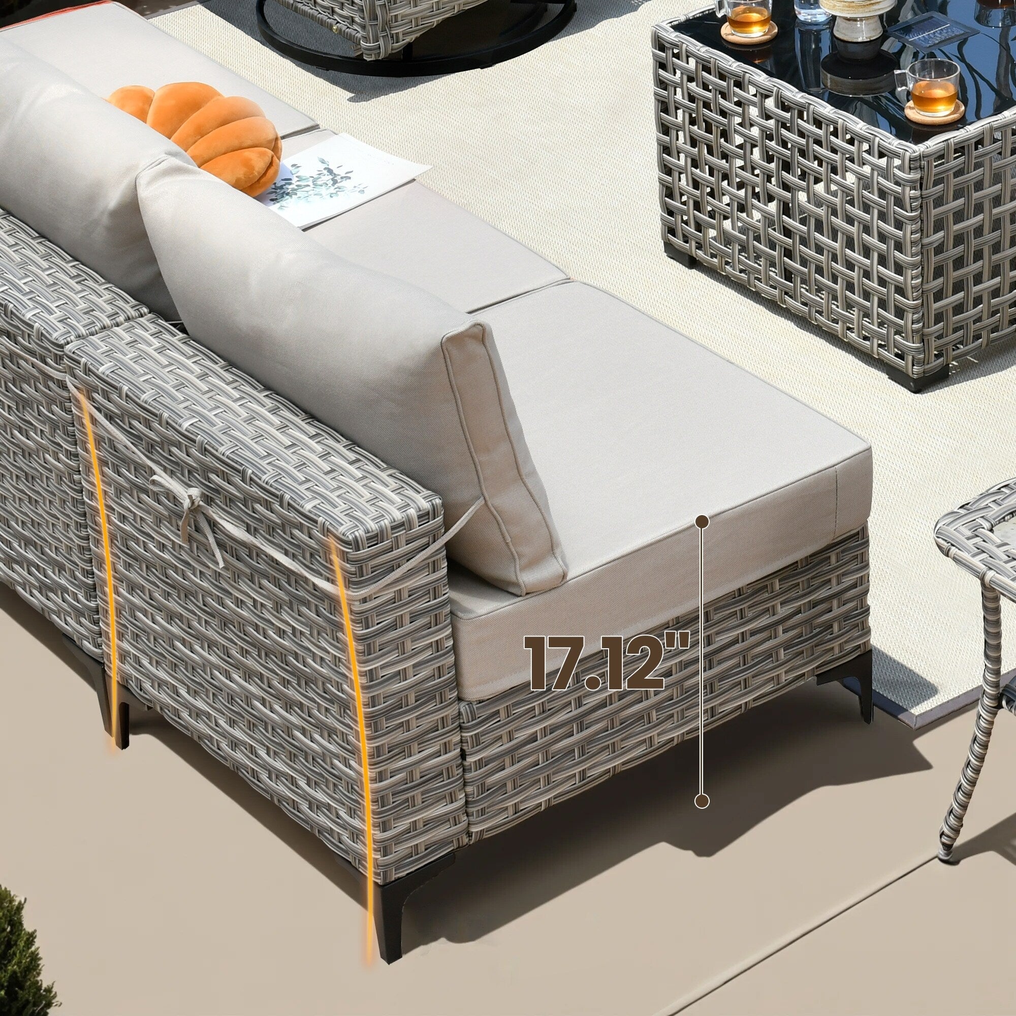 Ensemble de meubles de patio en rotin XIZZI 11 pièces avec table et foyer