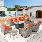 Ensemble de meubles de patio en rotin XIZZI 11 pièces avec table et foyer