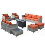 Ensemble de meubles de patio extérieur en osier XIZZI 13 pièces avec table à feu