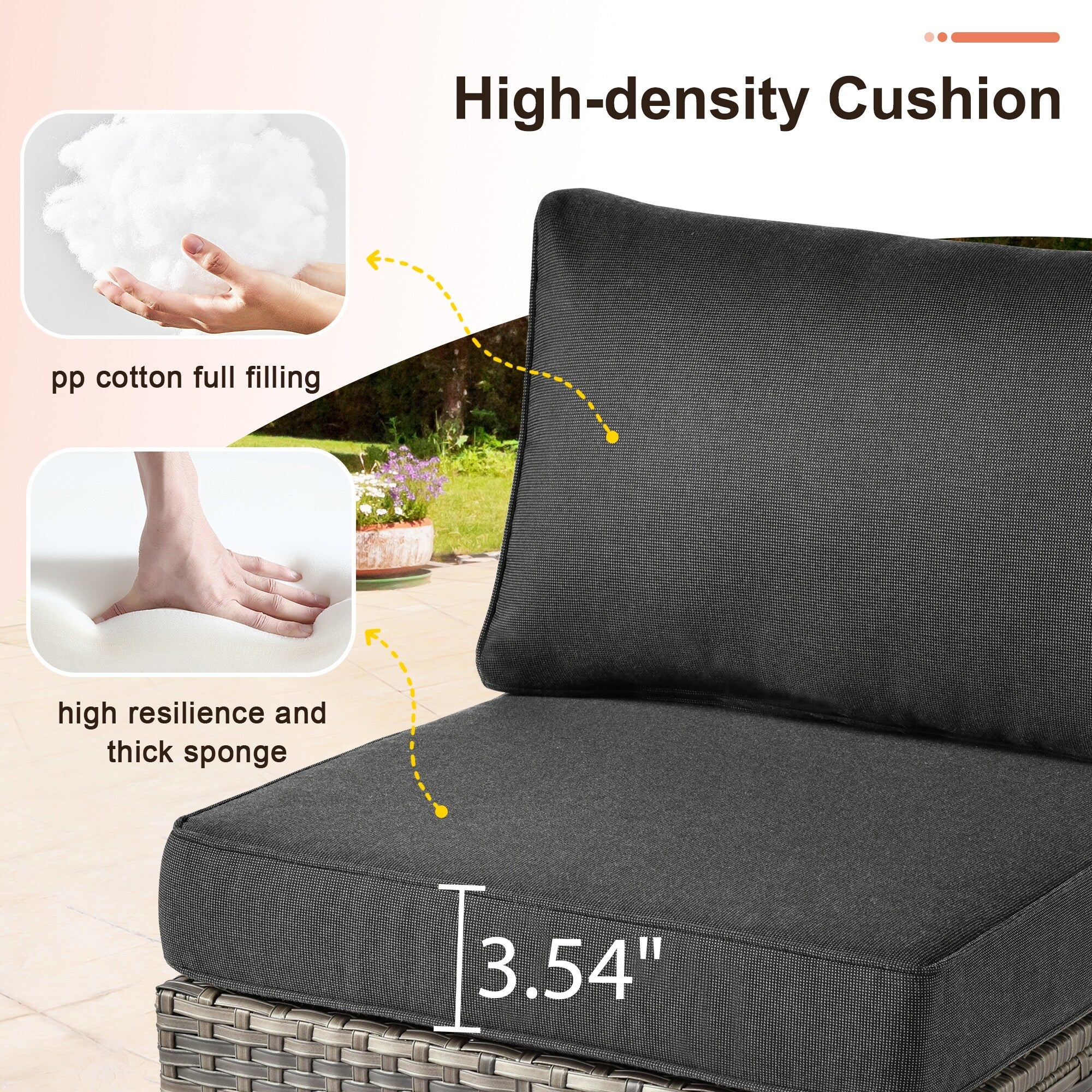 Ensemble de canapés de patio 3 pièces XIZZI avec fauteuil d'angle en rotin et osier