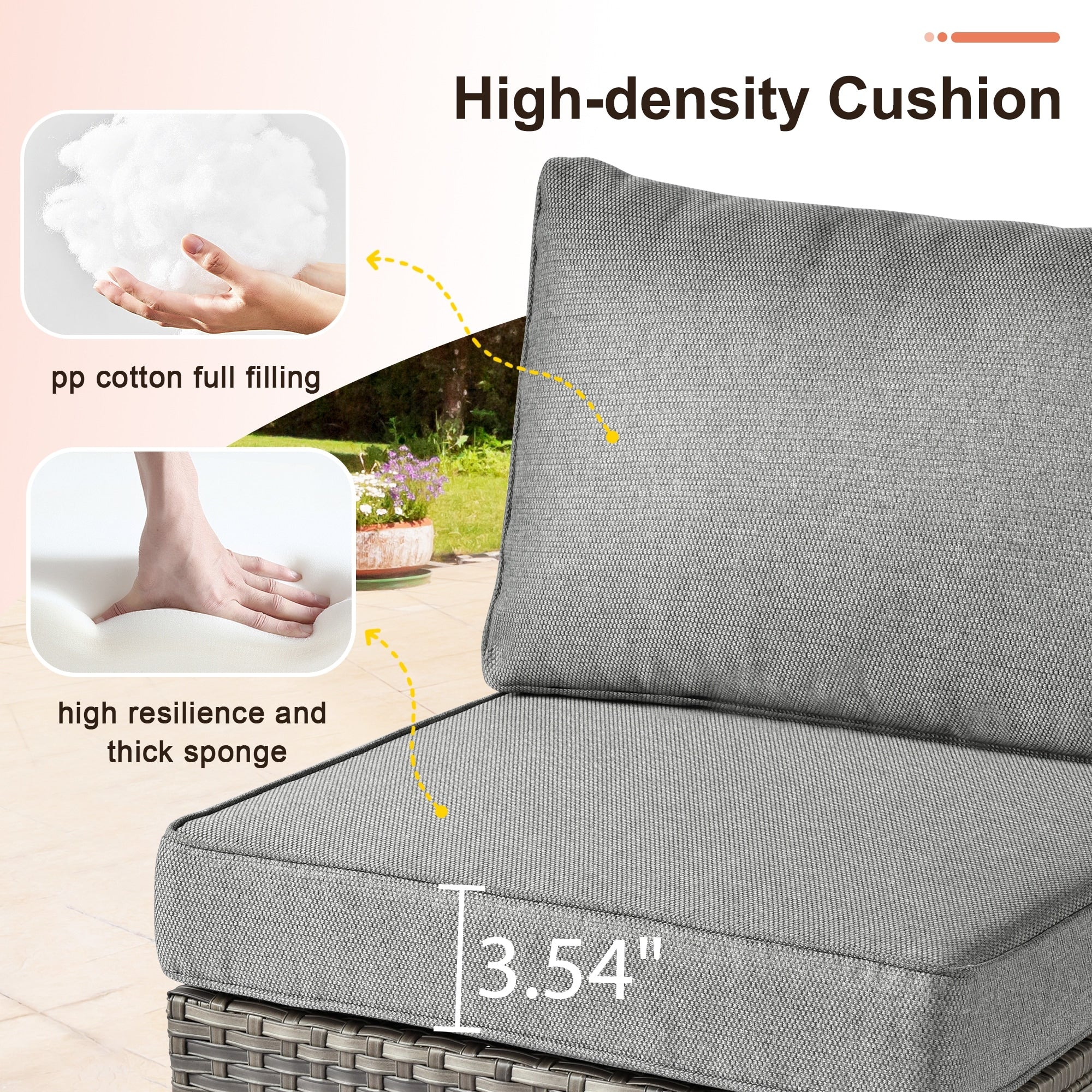 Ensemble de canapés de patio 3 pièces XIZZI avec fauteuil d'angle en rotin et osier
