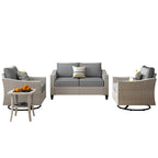 Ensemble de 4 causeuses en osier pour patio XIZZI avec chaise pivotante