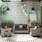 Ensemble de 4 causeuses en osier pour patio XIZZI avec chaise pivotante