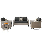 Ensemble de 4 causeuses en osier pour patio XIZZI avec chaise pivotante