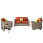 Ensemble de 4 causeuses en osier pour patio XIZZI avec chaise pivotante