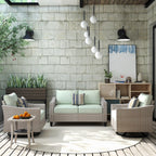 Ensemble de 4 causeuses en osier pour patio XIZZI avec chaise pivotante