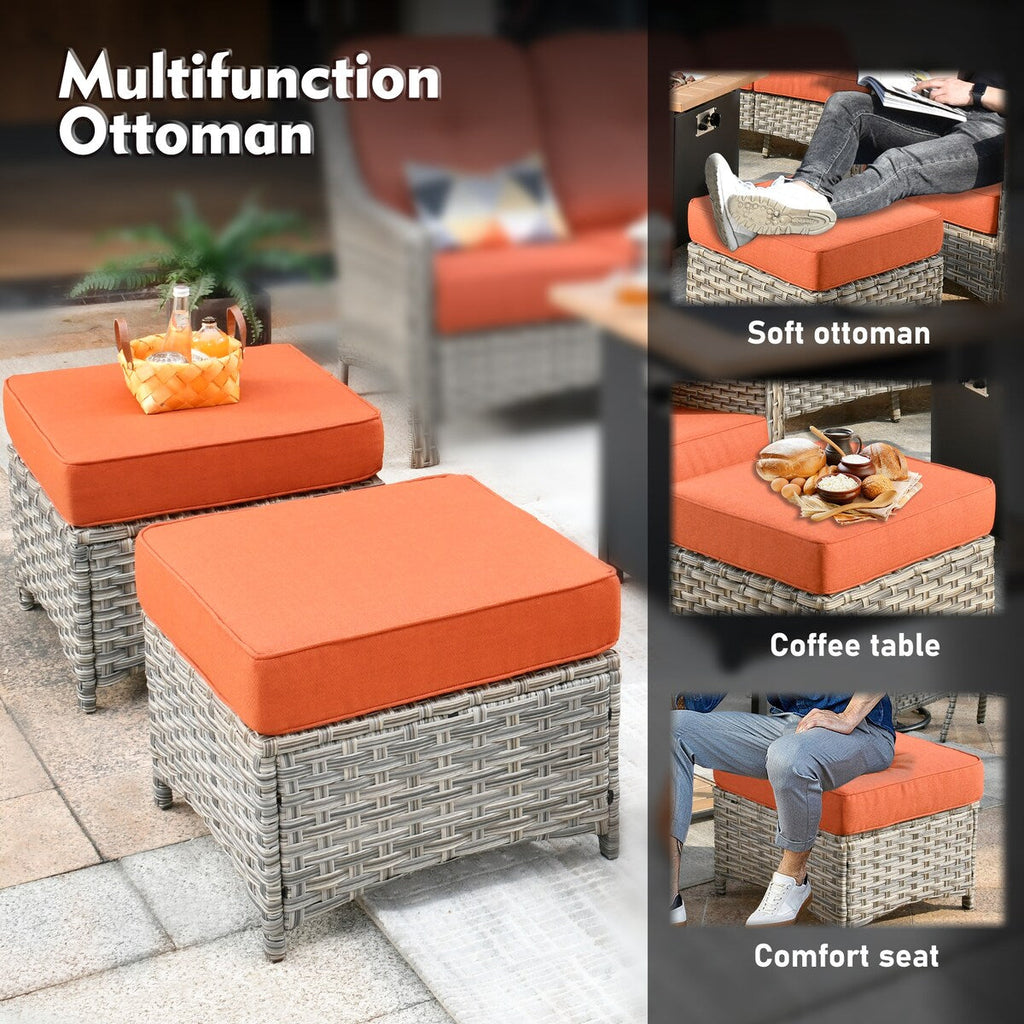 Ensemble de 6 canapés de conversation à assise profonde en osier pour patio XIZZI