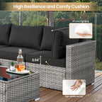 Ensemble de meubles de patio XIZZI 6 pièces, canapé d'extérieur en rotin avec foyer