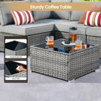 Ensemble de meubles de patio XIZZI 6 pièces, canapé d'extérieur en rotin avec foyer