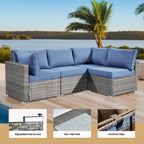 Ensemble de meubles de patio XIZZI 6 pièces, canapé d'extérieur en rotin avec foyer