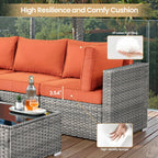 Ensemble de meubles de patio XIZZI 6 pièces, canapé d'extérieur en rotin avec foyer