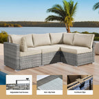 Ensemble de meubles de patio XIZZI 6 pièces, canapé d'extérieur en rotin avec foyer