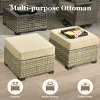 Ensemble de canapés de patio XIZZI 7 pièces avec accoudoirs larges et poufs