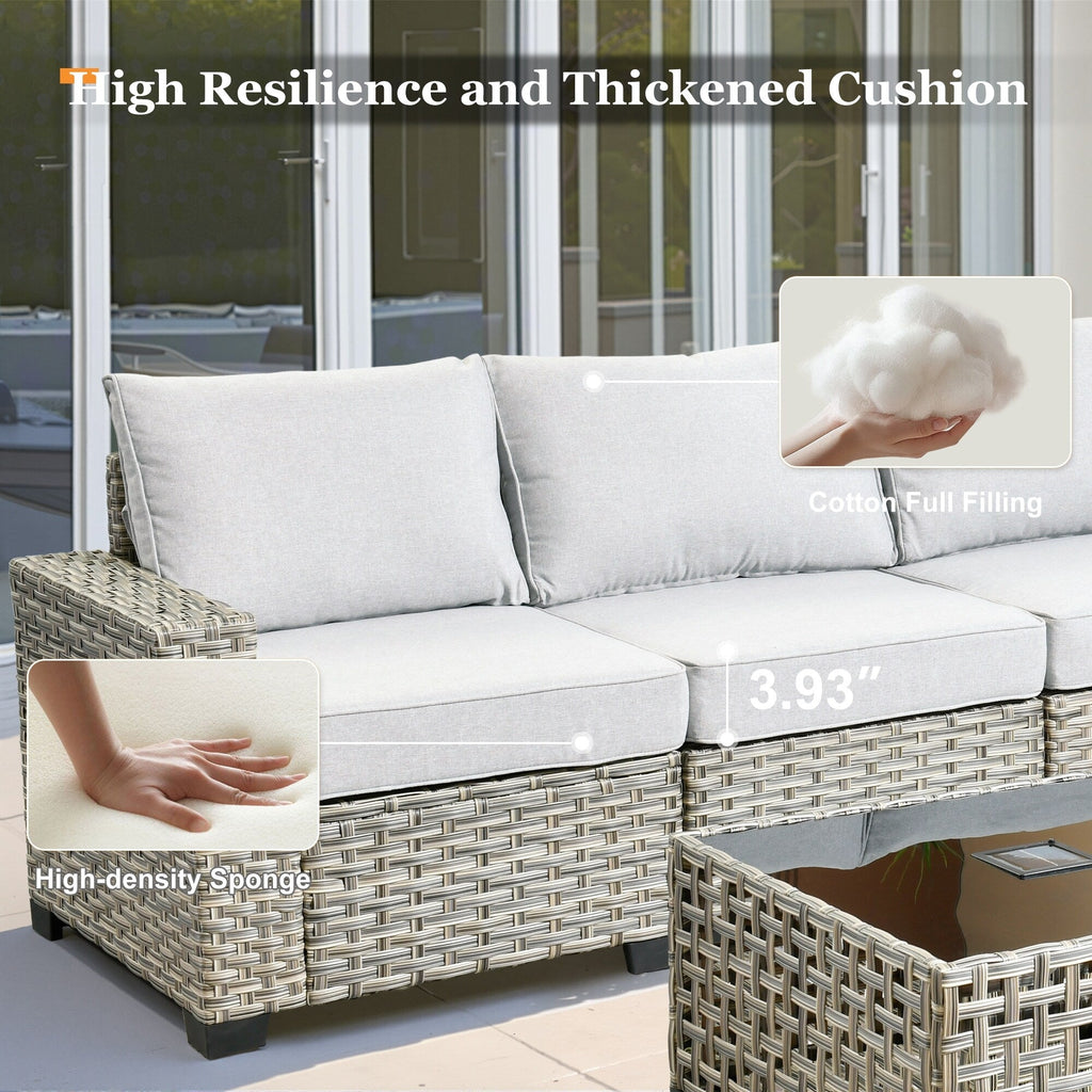 Ensemble de canapés de patio XIZZI 7 pièces avec accoudoirs larges et poufs