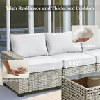 Ensemble de canapés de patio XIZZI 7 pièces avec accoudoirs larges et poufs