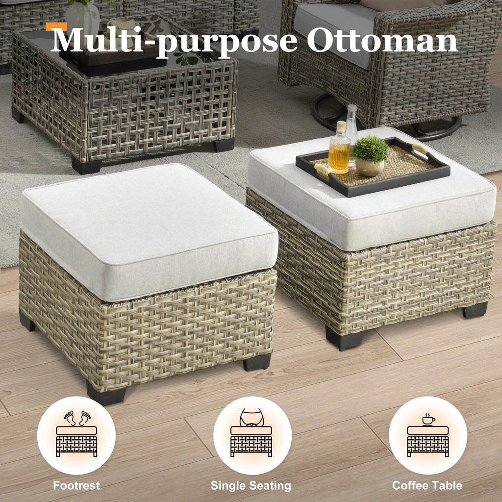 Ensemble de canapés de patio XIZZI 7 pièces avec accoudoirs larges et poufs