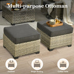 Ensemble de canapés de patio XIZZI 7 pièces avec accoudoirs larges et poufs