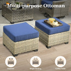 Ensemble de canapés de patio XIZZI 7 pièces avec accoudoirs larges et poufs