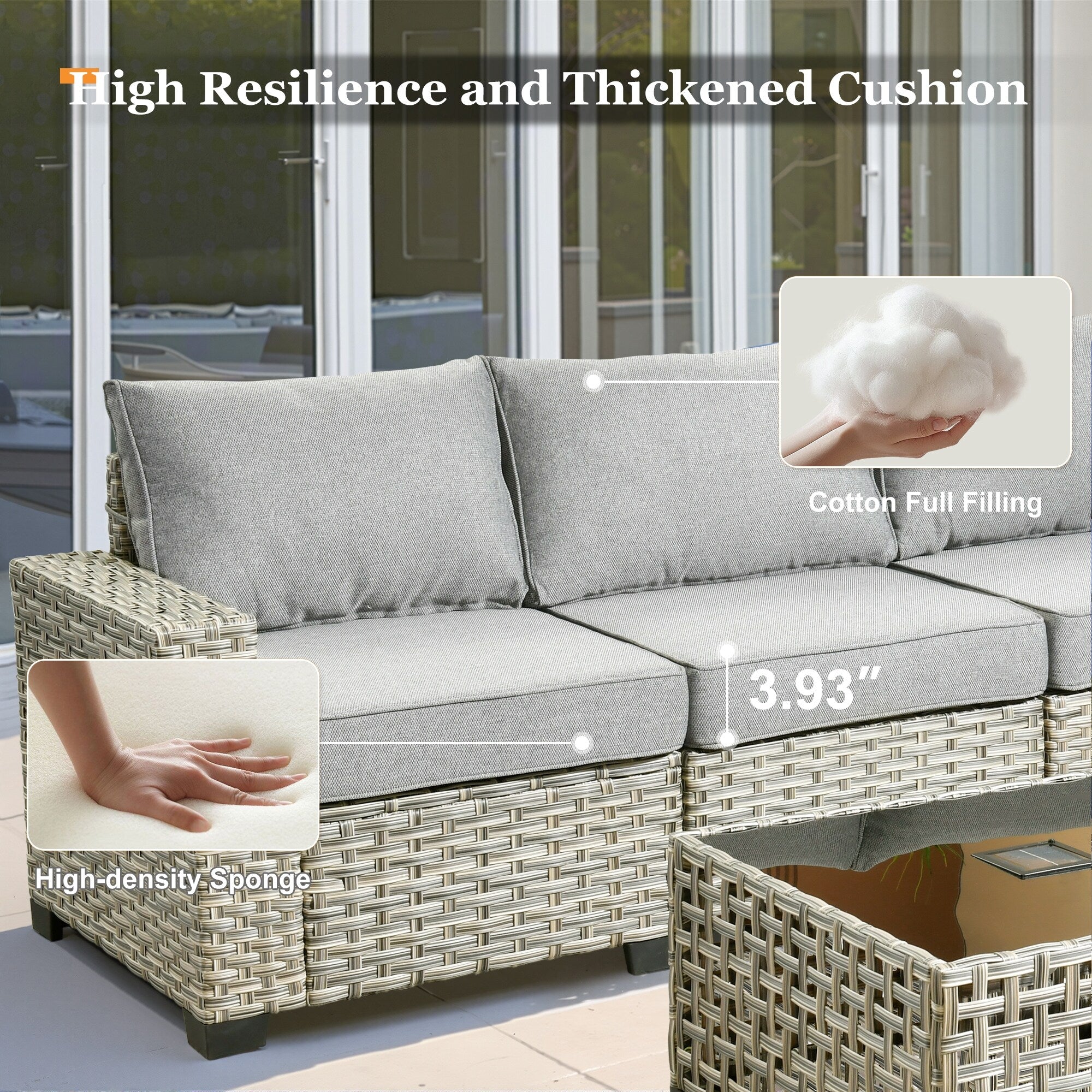 Ensemble de canapés de patio XIZZI 7 pièces avec accoudoirs larges et poufs
