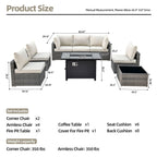 Ensemble de meubles de patio XIZZI 8 pièces en osier avec foyer