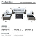 Ensemble de meubles de patio XIZZI 8 pièces en osier avec foyer