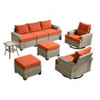 Ensemble de meubles de patio en osier XIZZI 8 pièces avec chaises pivotantes