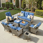 Ensemble de meubles de patio XIZZI 8 pièces en osier avec chaises pivotantes