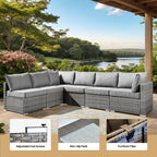 Ensemble de meubles de patio XIZZI 8 pièces en osier avec foyer