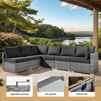 Ensemble de meubles de patio XIZZI 8 pièces en osier avec foyer