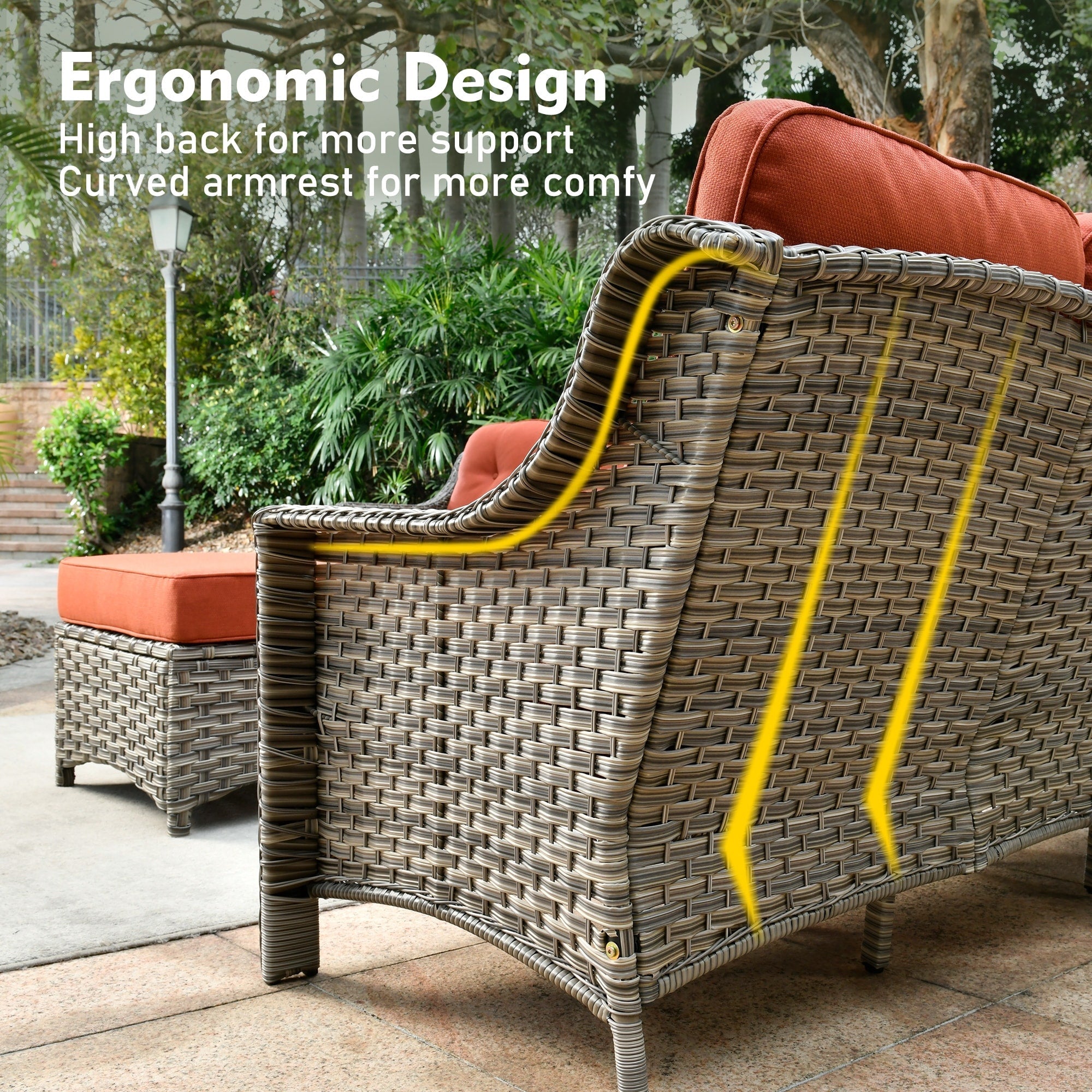 Ensemble de meubles de patio XIZZI 8 pièces en osier avec chaises pivotantes