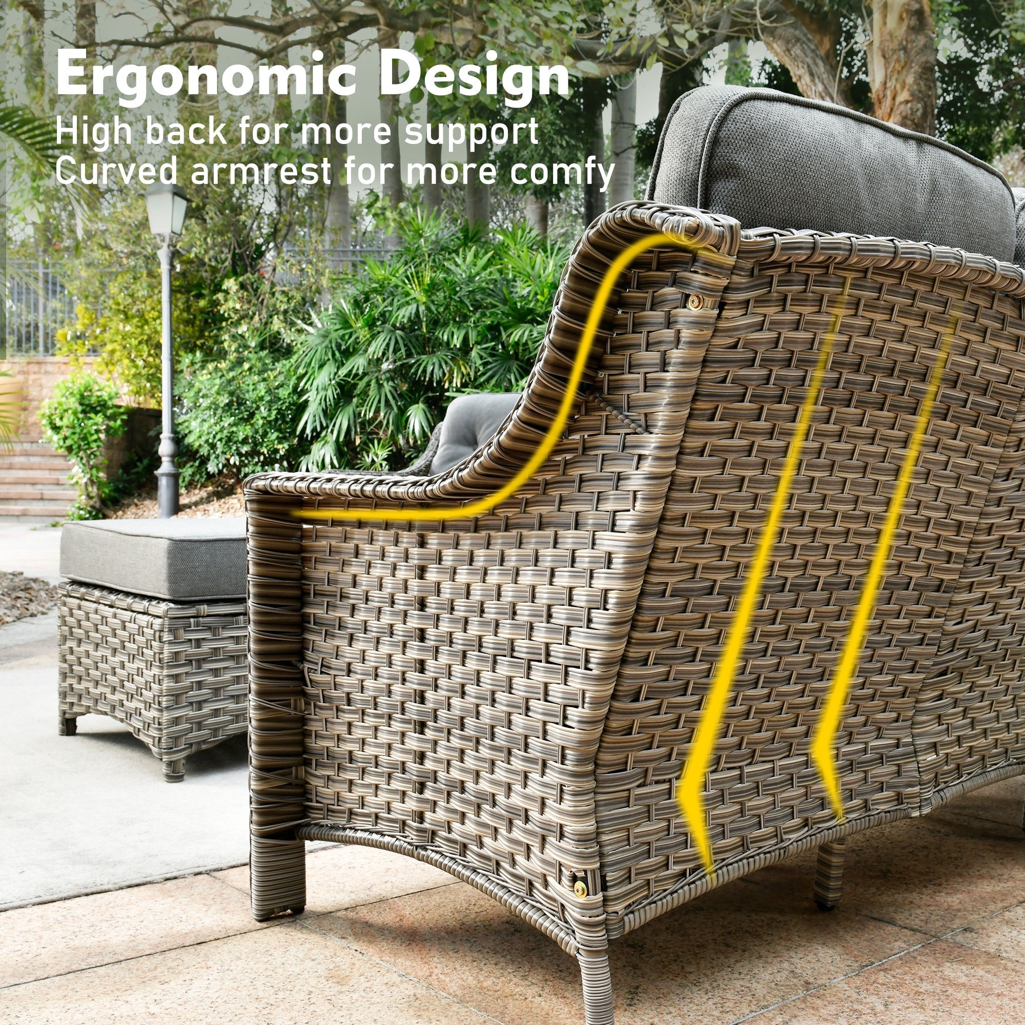 Ensemble de meubles de patio XIZZI 8 pièces en osier avec chaises pivotantes