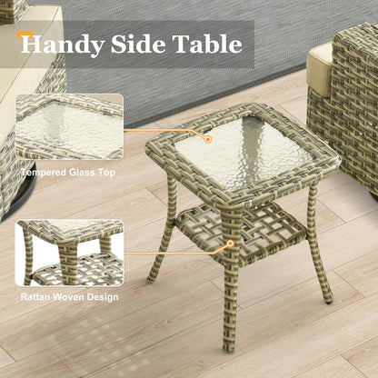 Ensemble de meubles de patio en osier XIZZI 8 pièces avec chaises pivotantes